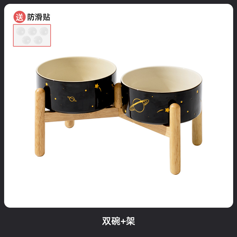 Cubilete de cerámica tazón de perro tazón de comida para gatos tazón doble estante protector columna cervical tazón de comida para perros tazón de bebida para gatos tazón para mascotas