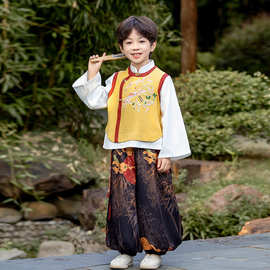 儿童汉服春秋套装表演服男童改良古装长袖中国风新中式国学少爷服