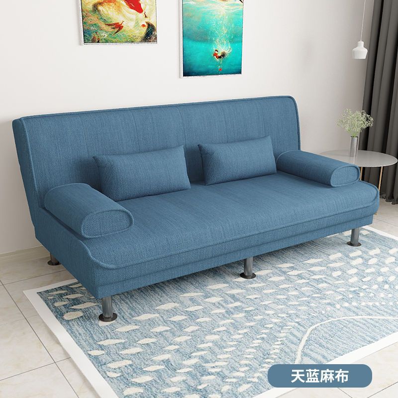 Sofá perezoso multifuncional de tela simple extraíble y lavable Apartamento pequeño Sala de estar doble Casa de alquiler Sofá cama plegable
