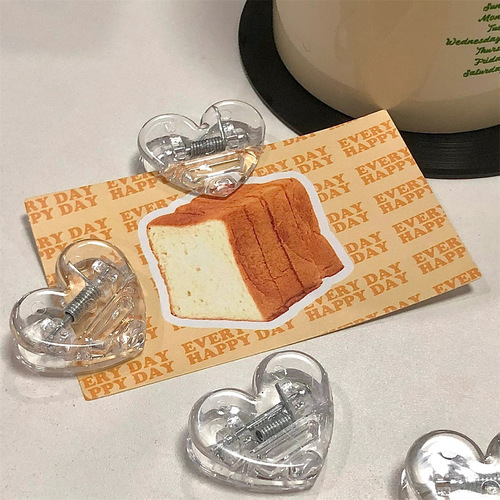 Ins-style minimalist transparent heart-shaped storage clips, high-end acrylic snack seal clips, DIY sticky note clips
