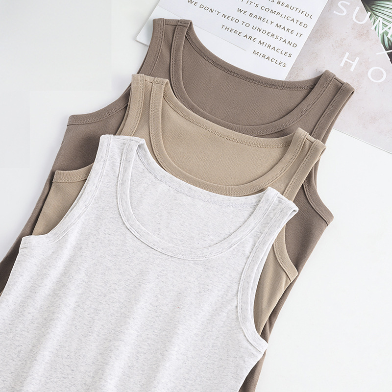 2025 American Style Retro I-Shaped Vest Women's Sleeveless Inner Spice Girl Collarbone Sexy Round Neck Korean Style Small Sling for Summer