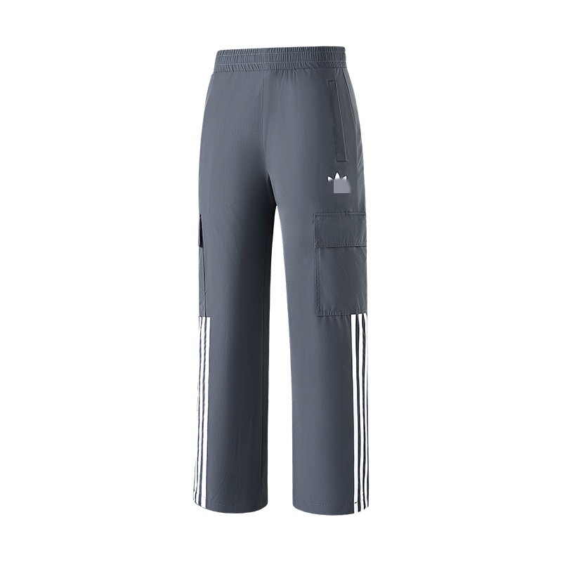 Cross-Border Quick-Dry Thin Three-Stripe Sports Casual Pants with Clover Embroidery for Men, Loose Straight-Leg Outdoor Hiking Pants