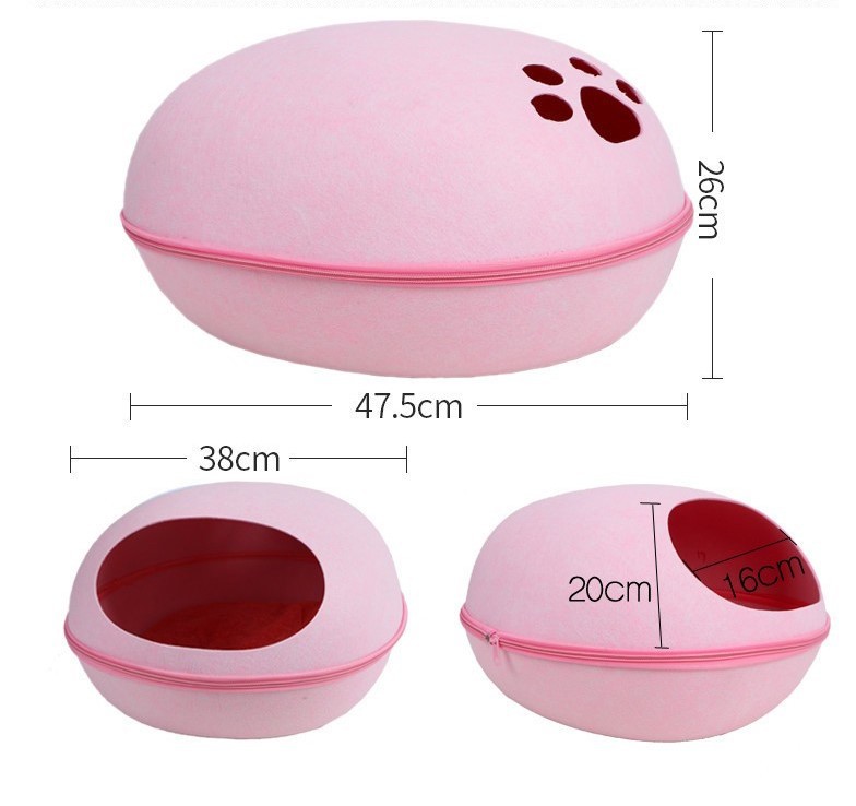 Four Seasons universal gato Nido invierno cálido nido de mascotas almohadilla gruesa semicerrada gato casa extraíble y lavable fieltro nido de cáscara de huevo