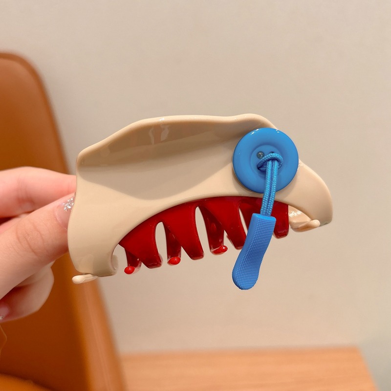 Divertido botón clip de agarre niños lindos detrás de la cabeza tarjeta de cabello rotas 2024 nuevo cabello de niñas clip de tiburón clip de cabello