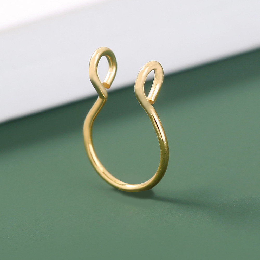 simple stainless steel U-shaped golden false nose ring punch-free jewelry