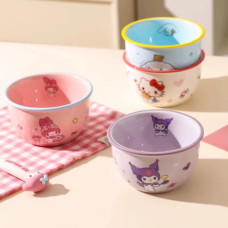 Hello Kitty, керамичная милая миска для домашнего использования для еды, посуда