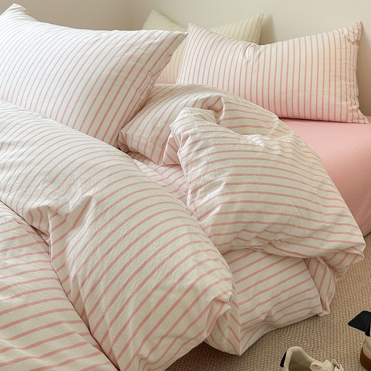 2025 nuevo traje de cama de cuatro piezas de algodón funda de edredón de algodón lavado sábana de algodón traje de dormitorio de tres piezas