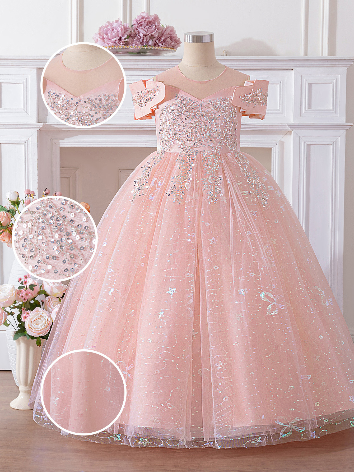 Actuación de piano para niños Vestido de niña Anfitrión Vestido de niña de alta gama Vestido de regalo de cumpleaños de bebé Vestido de princesa