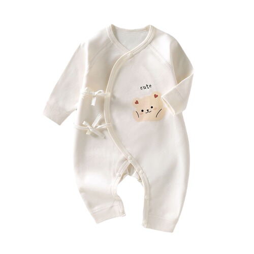 Infant and Toddler Four Seasons Pure Cotton Butterfly Bodysuit Newborn Boneless Puff Collar One-piece Suit Spring New Arrival Baby Crawler Suit