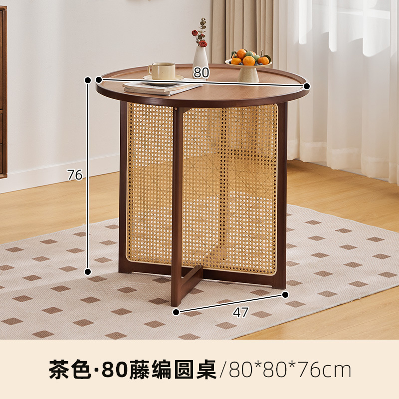 Combinación de mesa y silla de comedor de ratán japonés, mesa redonda de apartamento pequeño, balcón para el hogar, mesa de té de la casa de familia del sudeste asiático, estilo de troncos