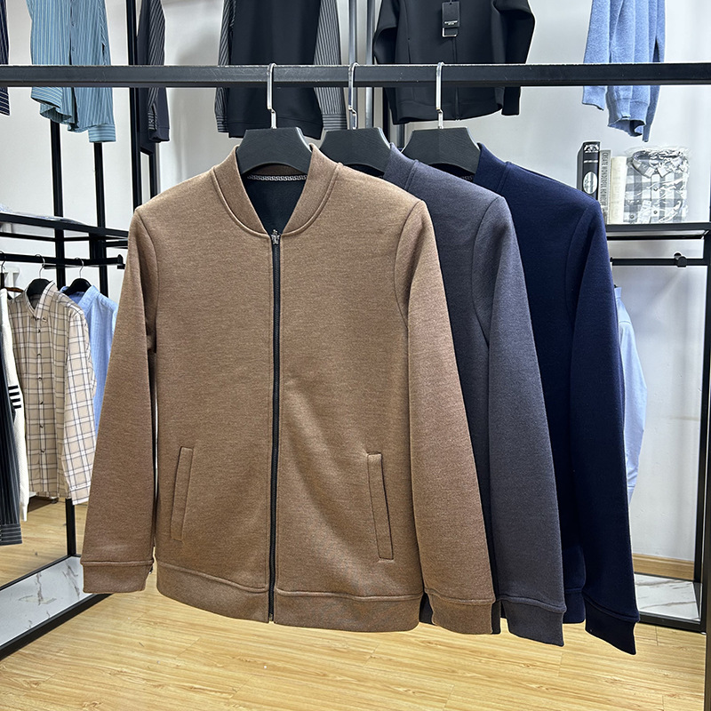 Foreign Trade Cut Label Men's Clothing - Autumn and Winter Slightly Thick Velvet Warm Baseball Collar Casual Fashion Jacket Slim Jacket for Men