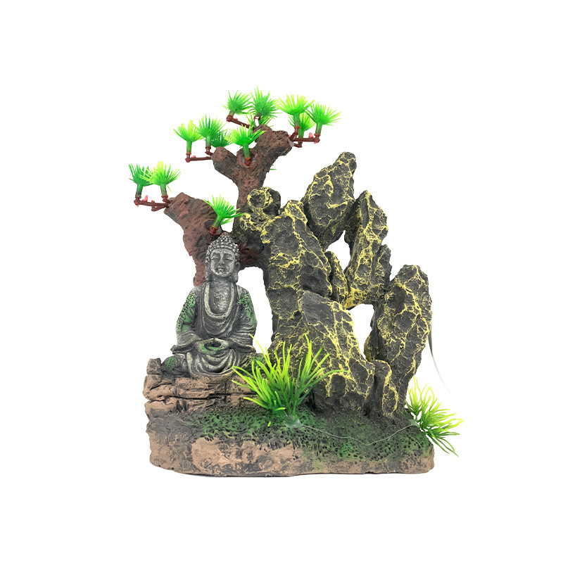 Buda árbol de rocalla resina bonsai decoración paisaje acuario rocalla decoración micro paisaje estatua de Buda Zen decoración al por mayor
