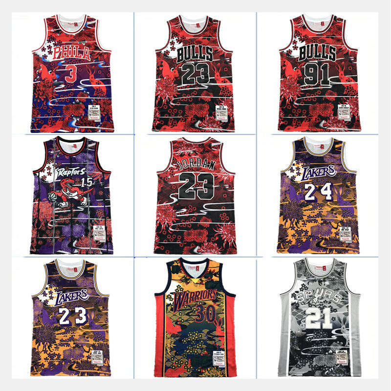 夏の越境ユニフォーム23ジェームズ30庫里3アイバーソンアメリカ刺繍バスケットボール服袖なしゆるい潮牌