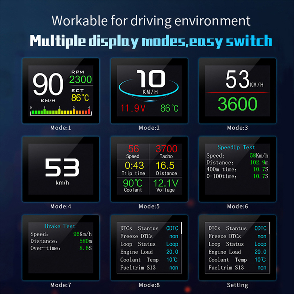 P10 Car Hud Head-Up Display Car Projector Driving Computer Obd2 Head-Up Display High-Definition Digital