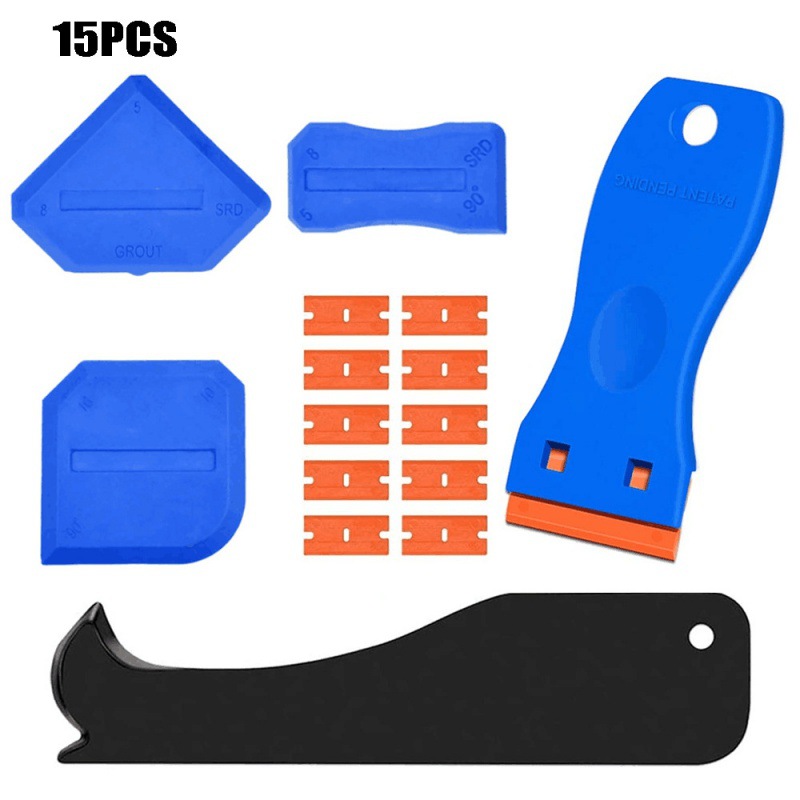 跨境15件套密封剂清洁铲刀刀片灌浆刮板组合残留物修整手动工具