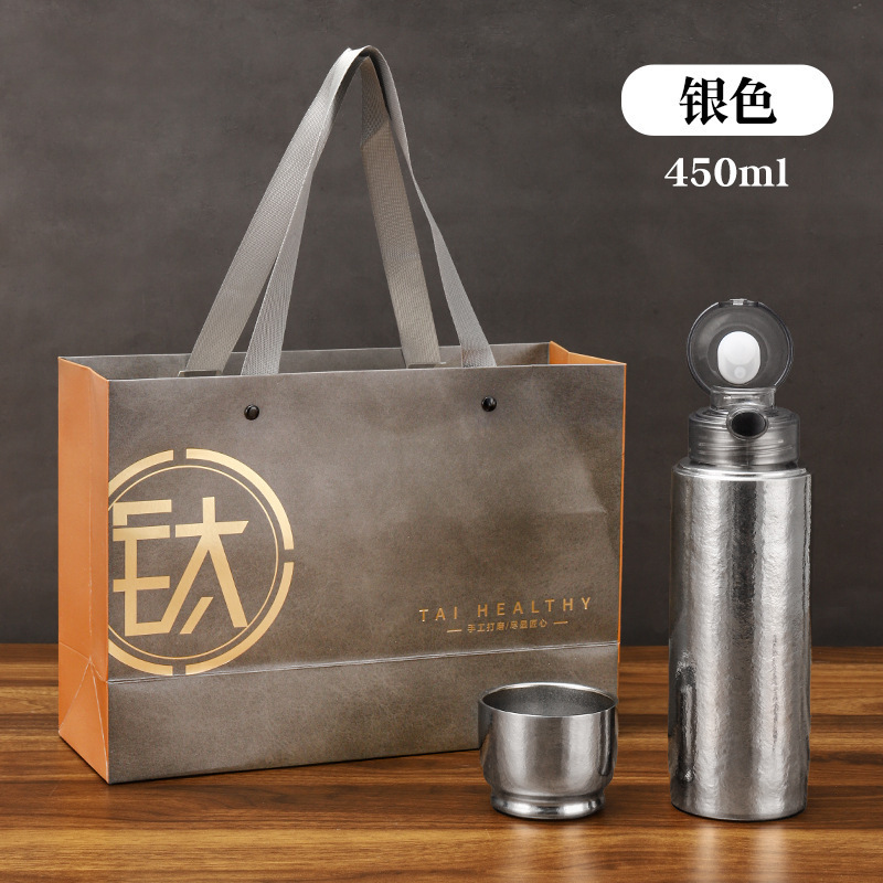 純チタン製保温カップ、一杯で三役、携帯用茶水分離チタンカップ、健康茶ギフト、チタンカップ卸売|undefined
