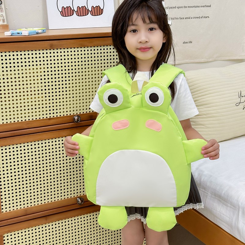 2025 nuevo bolso infantil de color de contraste cariñoso caricatura mochila de estudiantes de primaria linda forma de rana mochila para niños y niñas