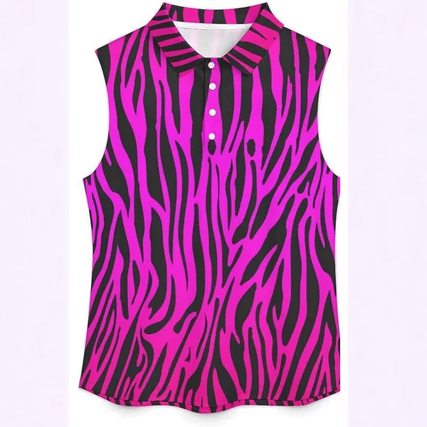 Cross-Border European and American Spring and Summer Amazon New Women's Polo Shirt 4-Button Button Sleeveless Polo Shirt T-Shirt Vest Style