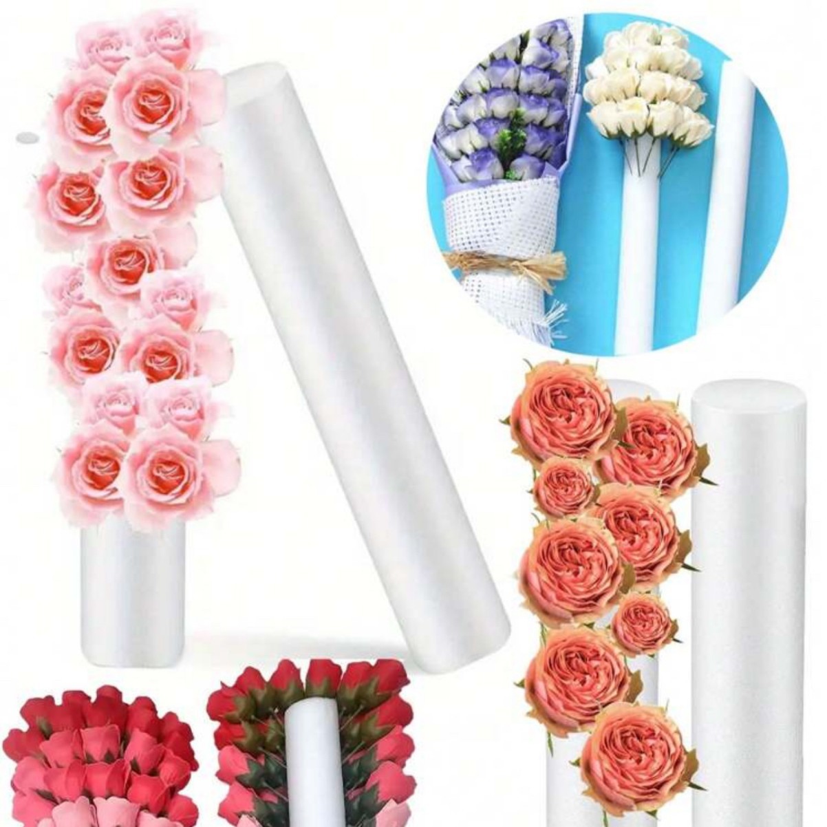 Bocina de algodón de espuma floral blanca-40x5cm producción floral regalo fiesta festiva boda producción floral transfronterizo