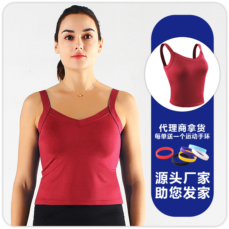 F8196 chaleco de mujer con cojín de pecho correr yoga transpirable rápido seco elástico cabina deportiva ropa interior ropa de ejercicio