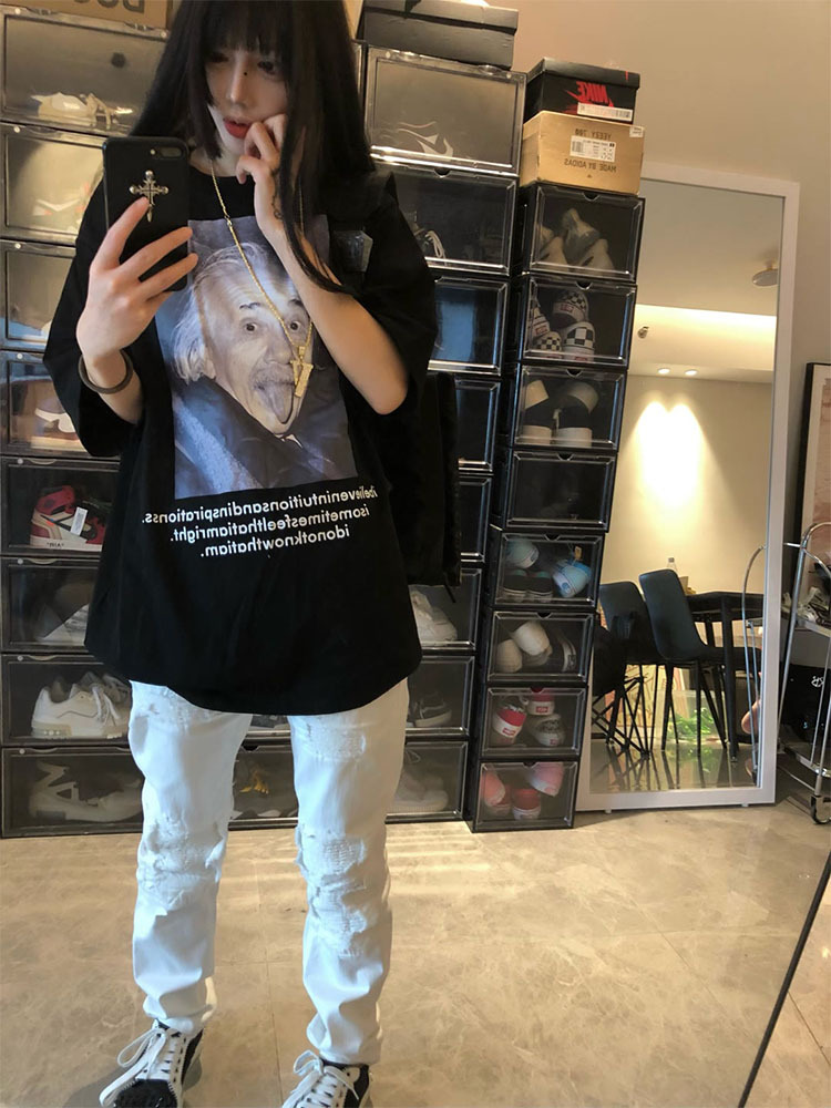 Men's Clothing high street fog style trend hole pleated jeans men and women the same style all match casual all match_voghion.com