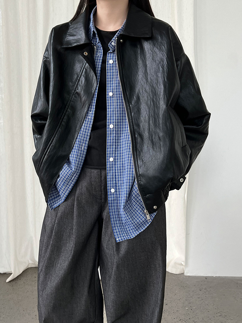 Retro autumn polyurethane jacket, American style, high-end