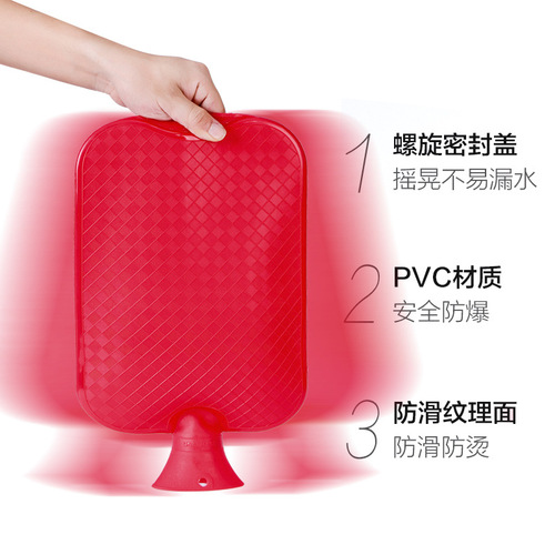 Amazon's best-selling PVC hot water bottle filled with water plus large velvet cover hot water bottle universal thickened striped hand warmer