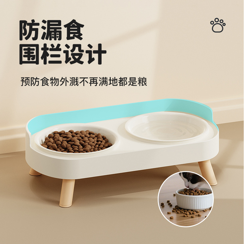 猫ボウルプラスチックダブルボウル犬ボウル猫ボウルフードボウル保護頚椎転倒防止飛沫防止フードボウル猫水ボウル用品|undefined