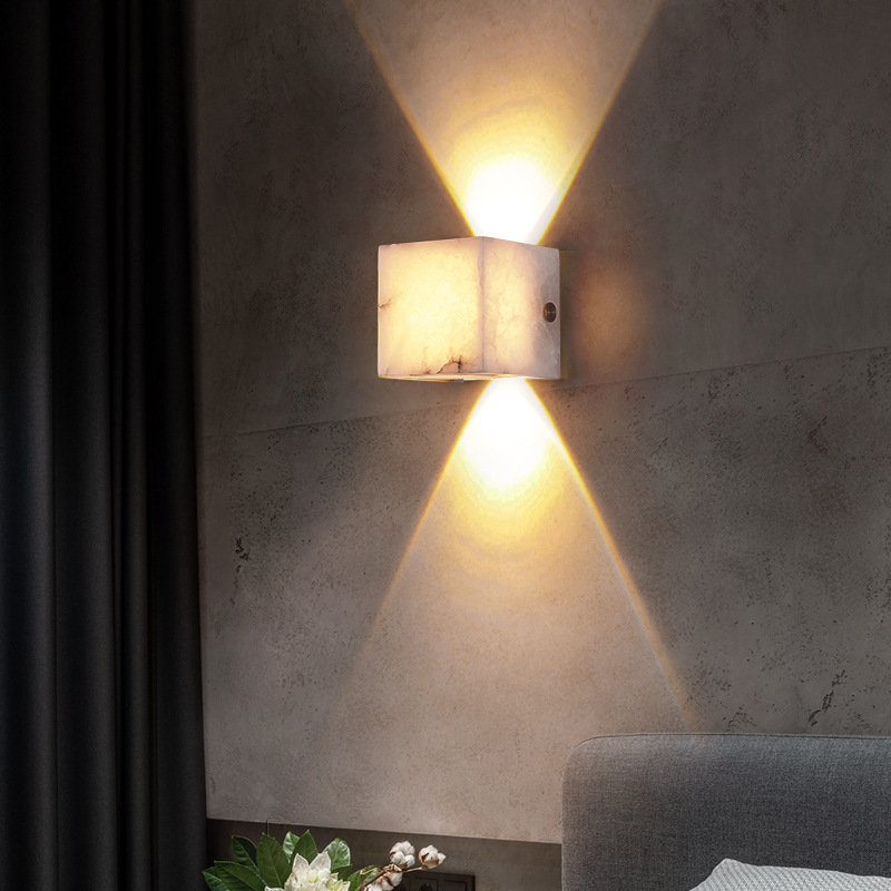 Decoración de la pared moderna lámpara de pared minimalista de cobre nube balcón atmósfera creativa cabezal de cama de piedra lámpara de pared comedor sala de estar lavado