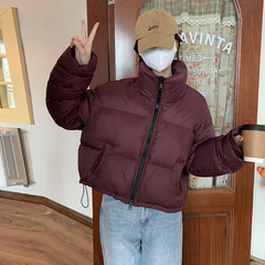 2025欧美棉服女冬加厚立领宽松短款韩版高腰面包服小个子棉衣外套