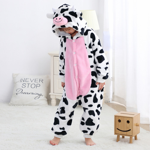 michley children's cartoon jumpsuit flannel pajamas animal shape dinosaur home clothes flannel pajamas