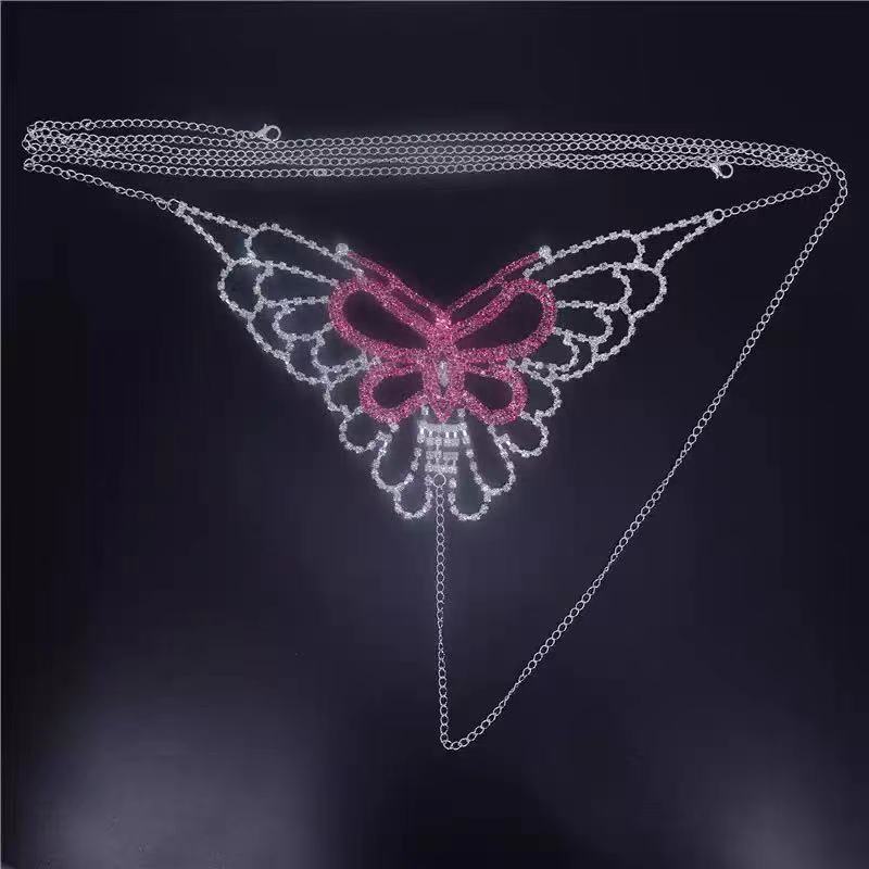 new sexy diamond-studded butterfly body chain suit beach bikini chest chain