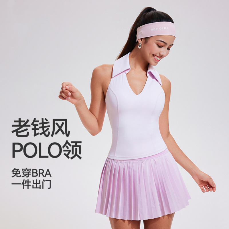 Contrast Color Tennis Wear Women's Sports Suit Running Quick-Drying Yoga Vest Fitness Top Badminton Short Skirt Half Skirt Contrast Color Tennis Wear Women's Sports Suit Running Quick-Drying Yoga Vest Fitness Top Badminton Short Skirt Half Skirt