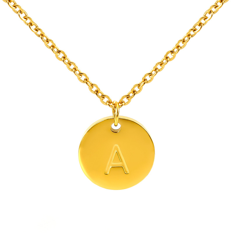 Europa y los Estados Unidos venta caliente alta sensación de colgante de letras de acero inoxidable collar de oro de acero titanio inglés al por mayor cadena clavícula
