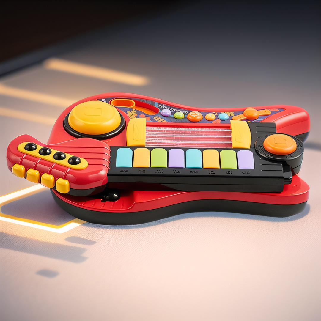 Guitarra para niños órgano electrónico juguete bebé iluminación portátil plegable pequeña guitarra simulación instrumento musical ukulele regalo