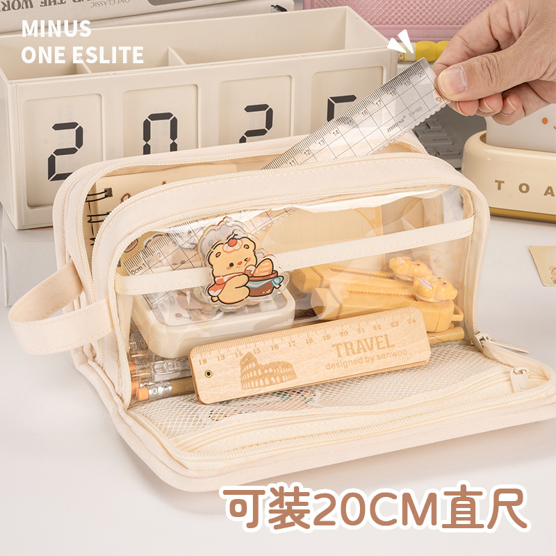 2025 nuevo color caramelo multicapa bolsas de dolor bolsas de lápiz de gran capacidad simple caja de papelería portátil fresca caja de lápiz de estudiantes