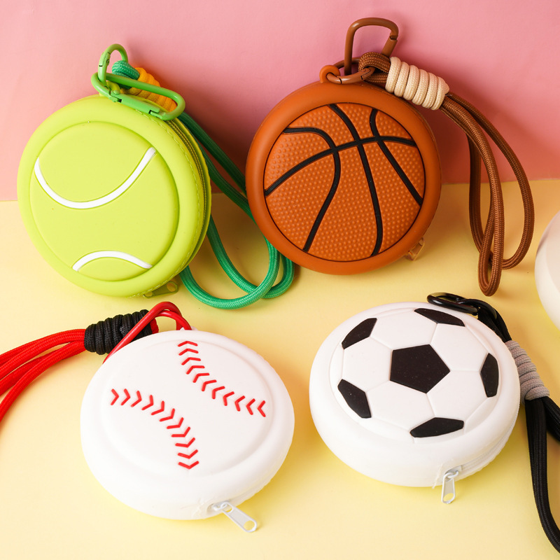 New Coin Purse Sports Series Cute Mini Bag Basketball-Shaped Earphone Silicone Storage Bag Wallet Pendant
