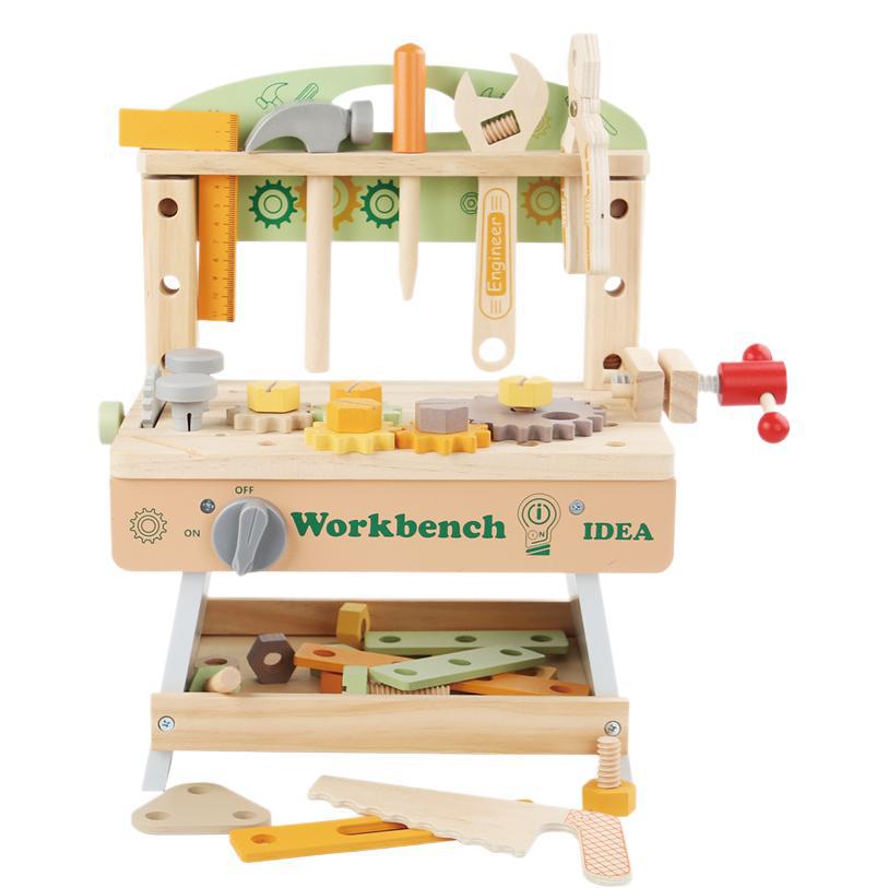 Juego de herramientas multifunción para niños Tornillo de tornillo Combinación Desmontaje y almacenamiento Herramienta de reparación Simulación Juguetes de madera de la casa de juegos