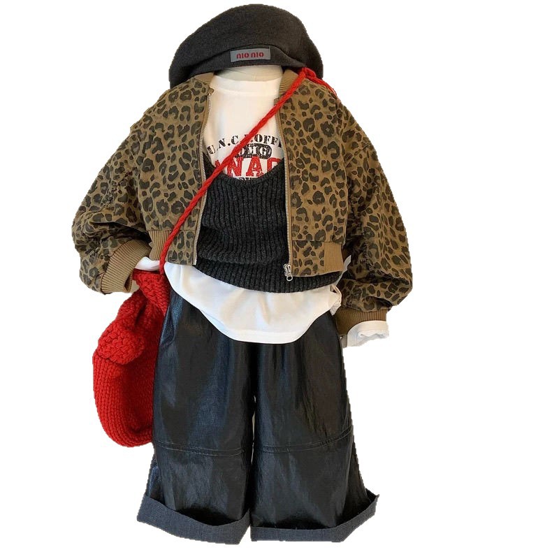 Corea del Sur vestir chaqueta de niña de otoño 2025 nuevo estilo de moda extranjero chaqueta de leopardo chaqueta roja red image 5
