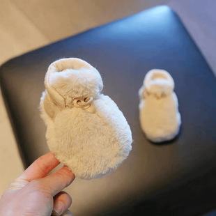 Autumn and winter baby shoes 6-12 months warm shoes and socks soft bottom anti-fluffy foot cover toddler shoes baby 0-1 years old