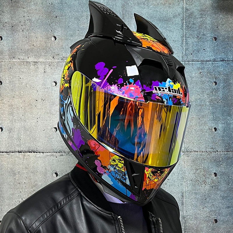 JIEKAI coche eléctrico bicicleta casco hombres y mujeres casco completo cuatro estaciones doble espejo bluetooth personalidad casco gris mentira carrera