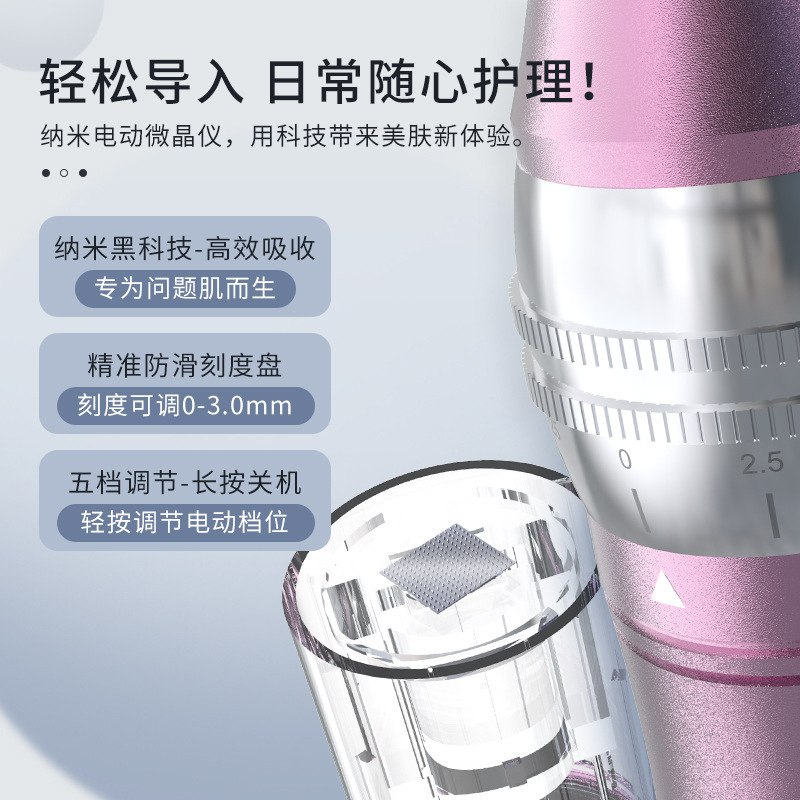 家庭用調整可能な非侵襲水光美容器浅い導電性ナノ中胚葉理学療法電気マイクロニードル微結晶導入装置|undefined