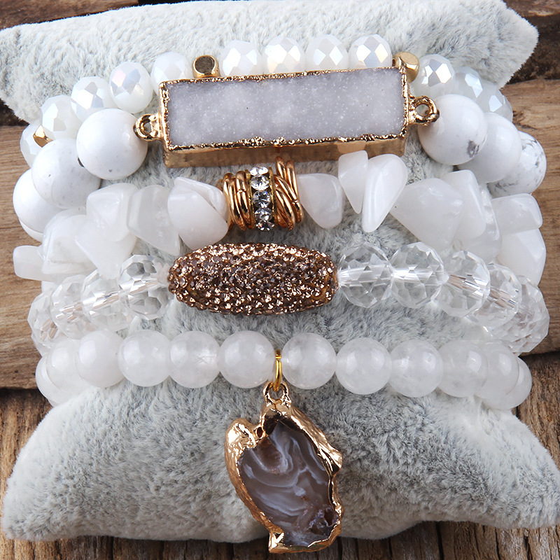 113g Weight Natural Stone Pendant Material Bracelets Classification Natural Stone Chain Material Beaded Chain Chain Type 1 Piece Quantity Holiday, Tea Party Occasion natural stone Material Geometric Pattern Women's Gender Vacation Style Vacation Geometric Natural Stone Beaded Chain Bracelets In Bulk 21