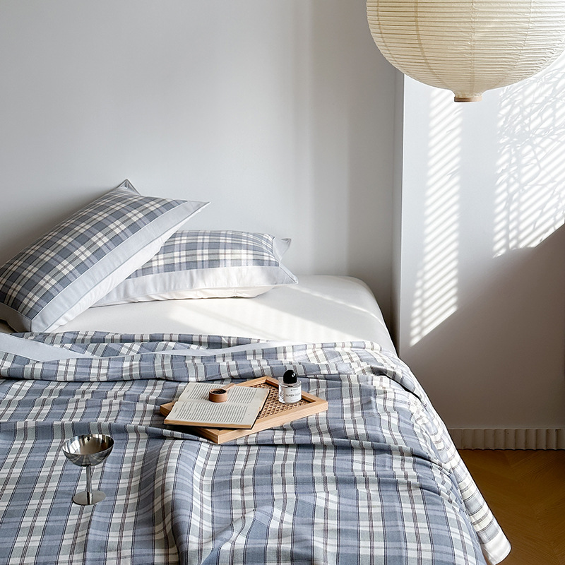 Muji Style Pure Cotton Old Coarse Cloth Summer Mat Three-piece Set Pure Cotton Bed Sheets Double Air-conditioned Mat