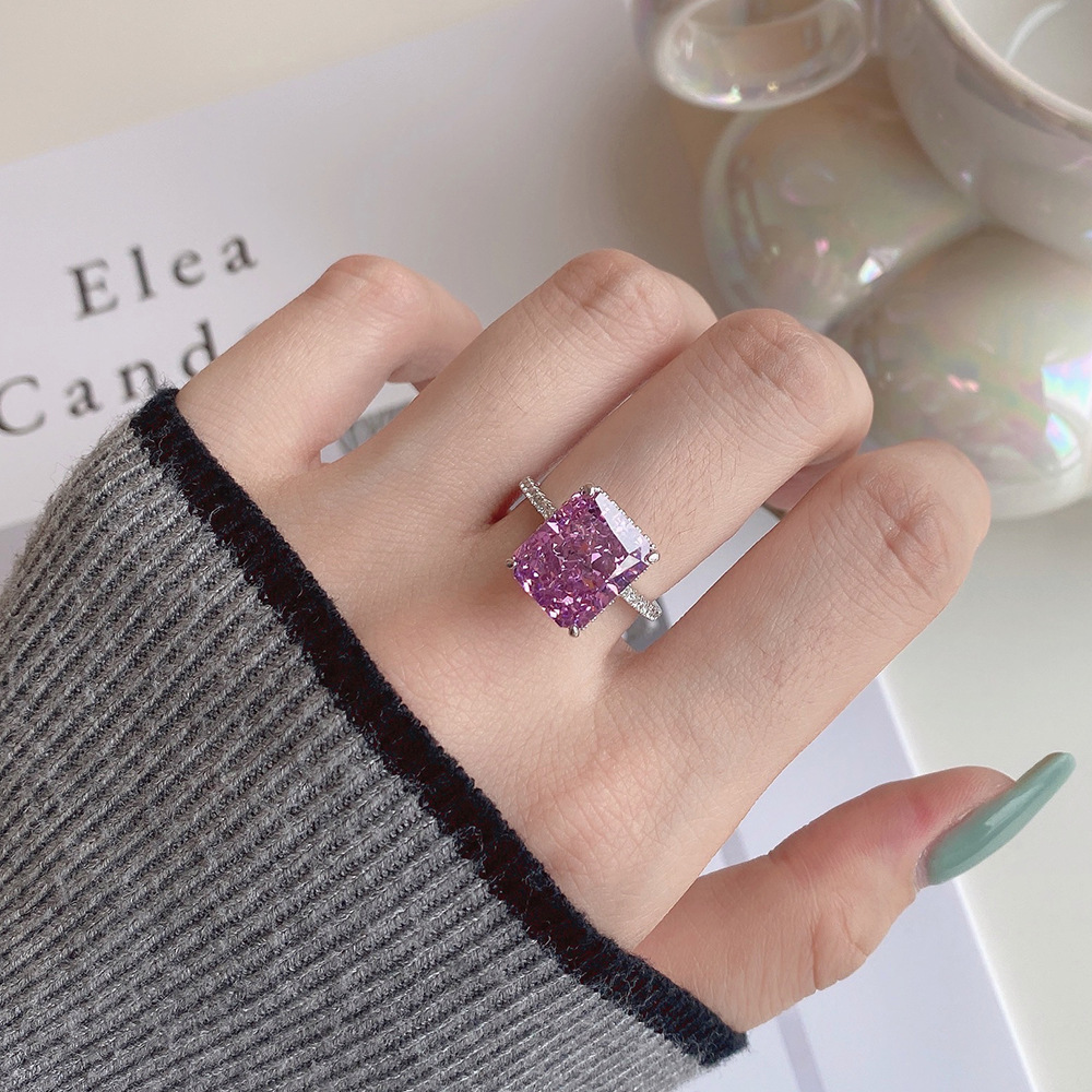 Fashion Square Sterling Silver Plating Inlay Zircon Rings 1 Piece