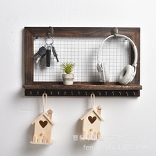 創意牆面壁掛架做舊復古收納架帶掛衣鈎家用玄關衣帽架定做花盆架