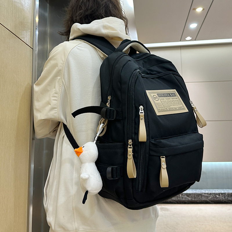 Estudiante de secundaria, niña, estilo coreano casual simple, gran capacidad, escuela de primaria de grado 3-6, mochila ligera de color sólido