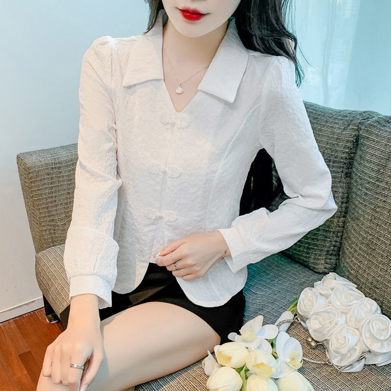 Elegant autumn fashionable retro design shiffon long-sleeve