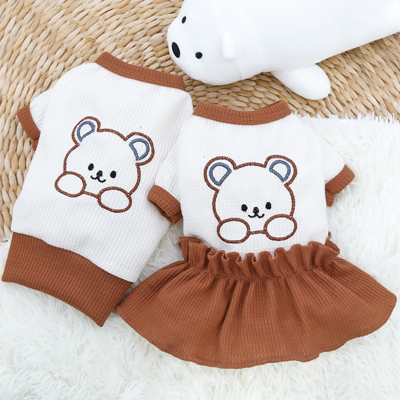 Camiseta con falda para mascotas, camiseta para parejas, osito de peluche, ropa para perros medianos_voghion.com