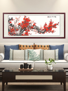 Chinese-Style Living Room Plum Blossom Hanging Painting Background Wall Decoration Painting Chinese Style Hall Mural